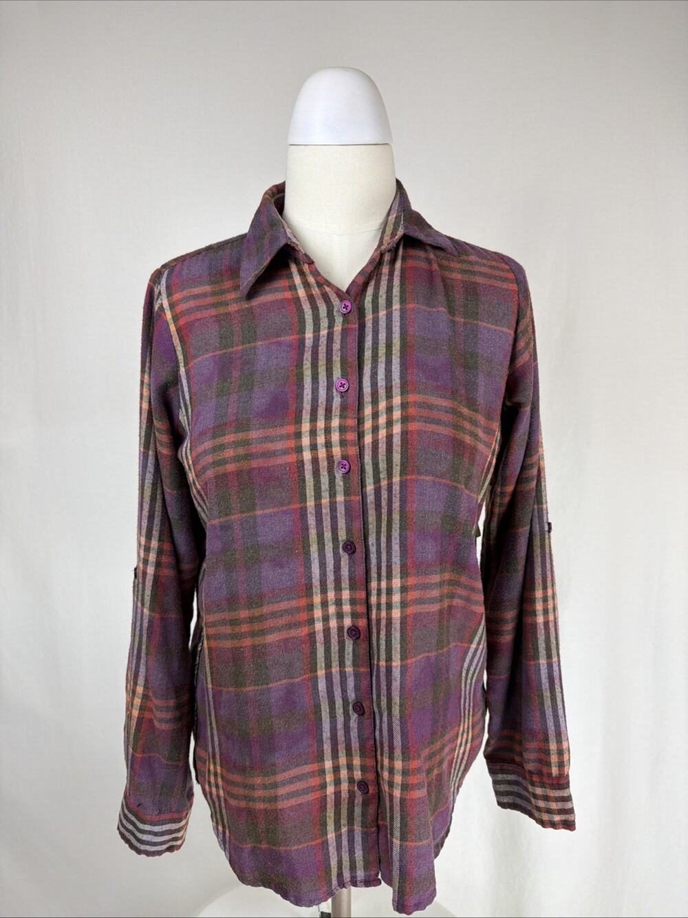 NWT The Nu Vintage Multi-Color Floral Patch Flannel Shirt Size SMALL #0710